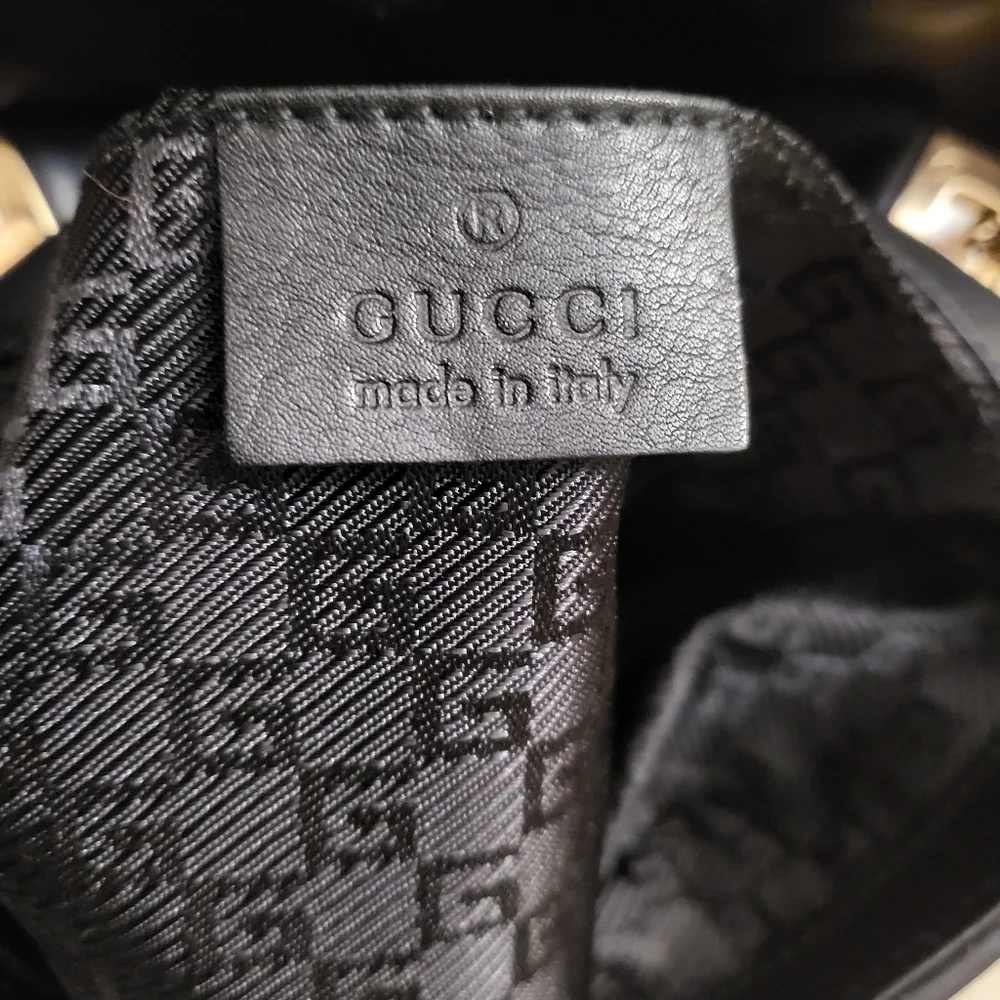 Authenttic Rare vintage Gucci Tom Ford era in black leather with Gold chain bag - Picture 7 of 10